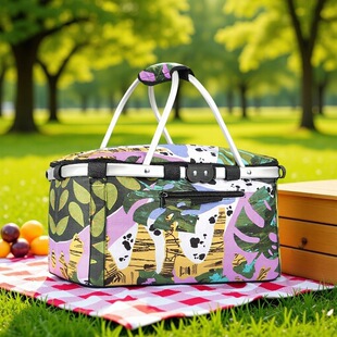 Oxford Cloth Insulated Basket, Thickened Aluminum Film Insulated Lunch Basket, Fresh-Keeping Picnic Basket, Sea Fishing