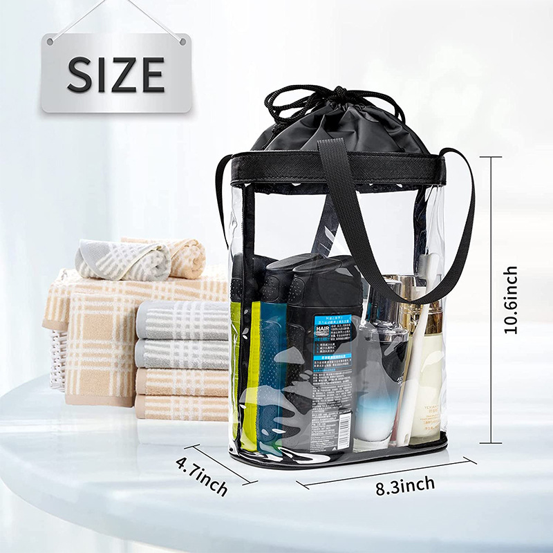 Manufacturer Pvc Storage Bag Multifunctional Satchel Cosmetics Cosmetics Bag Wash Bag Drawstring Opening Tote Bag