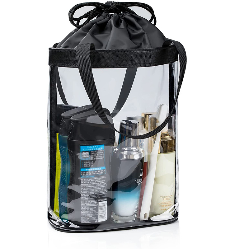 Manufacturer Pvc Storage Bag Multifunctional Satchel Cosmetics Cosmetics Bag Wash Bag Drawstring Opening Tote Bag