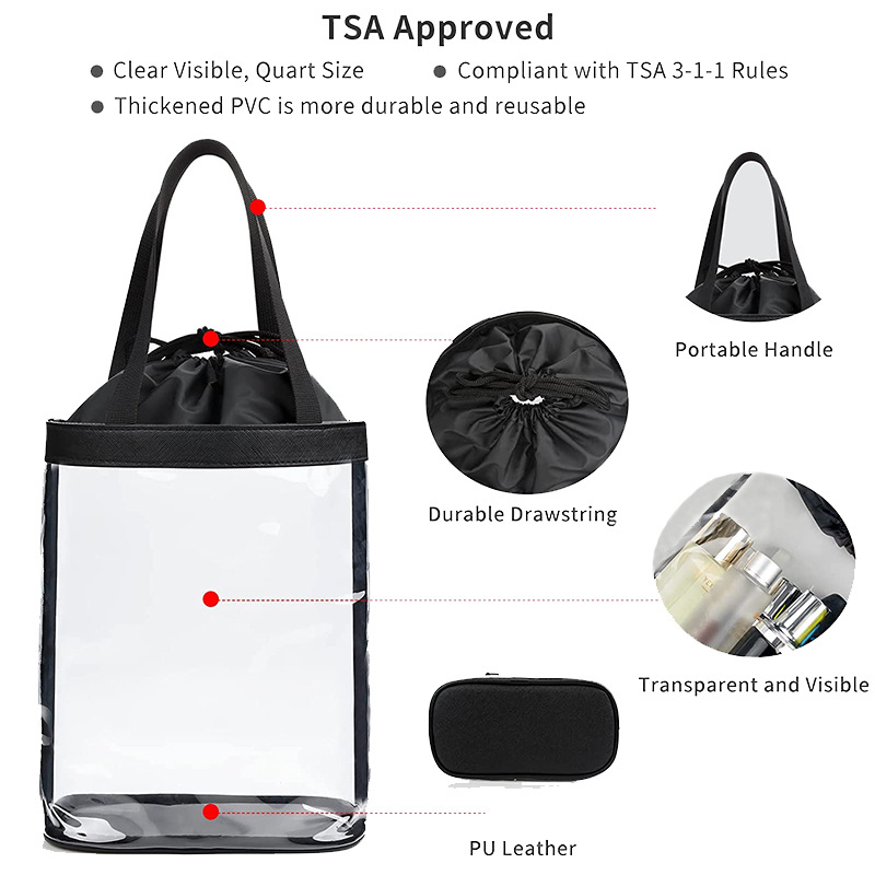 Manufacturer Pvc Storage Bag Multifunctional Satchel Cosmetics Cosmetics Bag Wash Bag Drawstring Opening Tote Bag