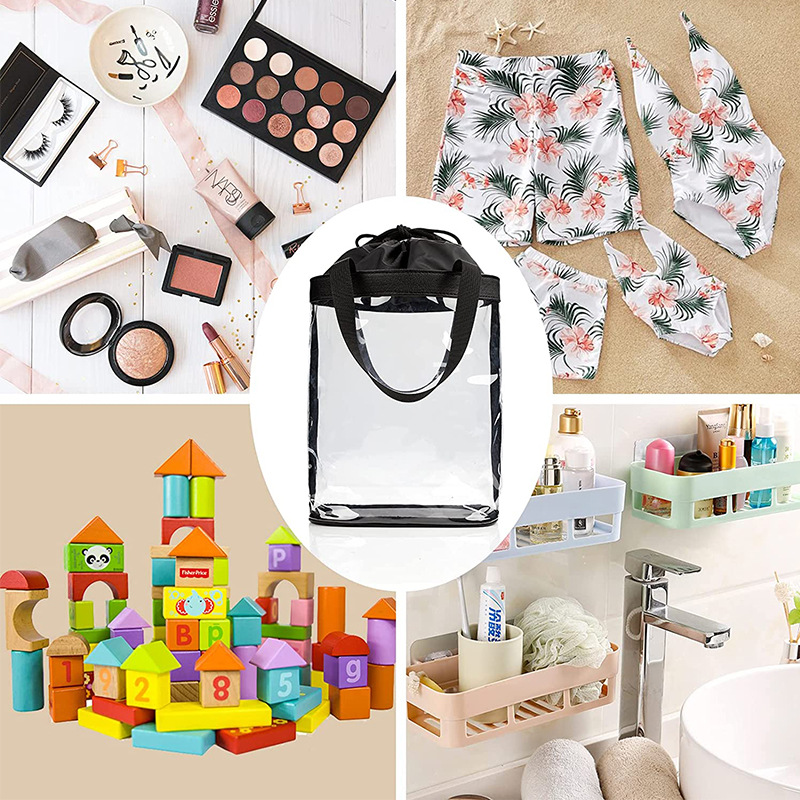 Manufacturer Pvc Storage Bag Multifunctional Satchel Cosmetics Cosmetics Bag Wash Bag Drawstring Opening Tote Bag