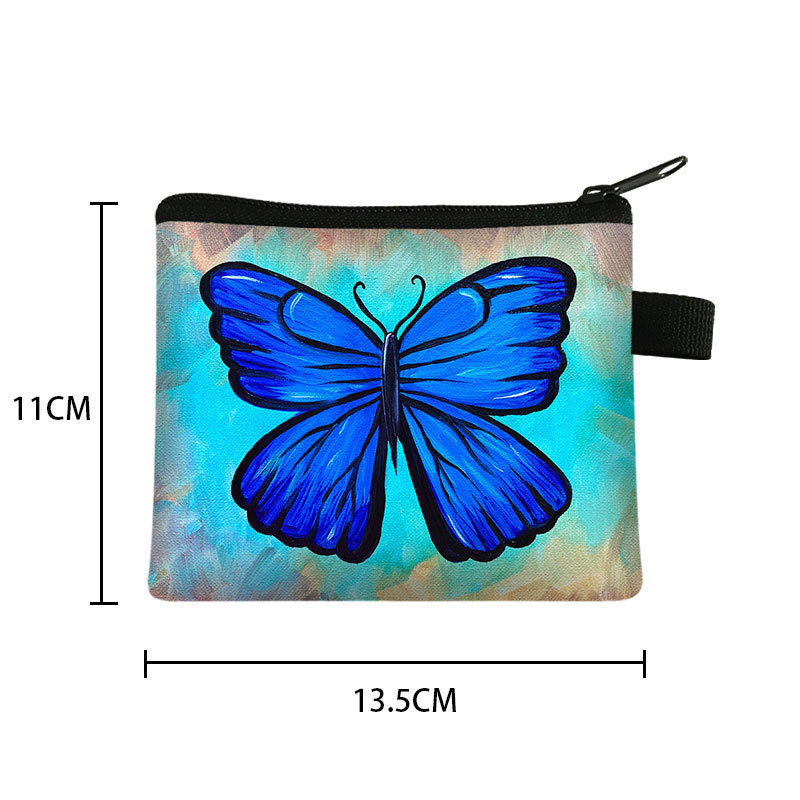 Amazon's New Cool Butterfly Print Coin Purse Student Portable Card Holder Coin Key Storage Bag Polyester