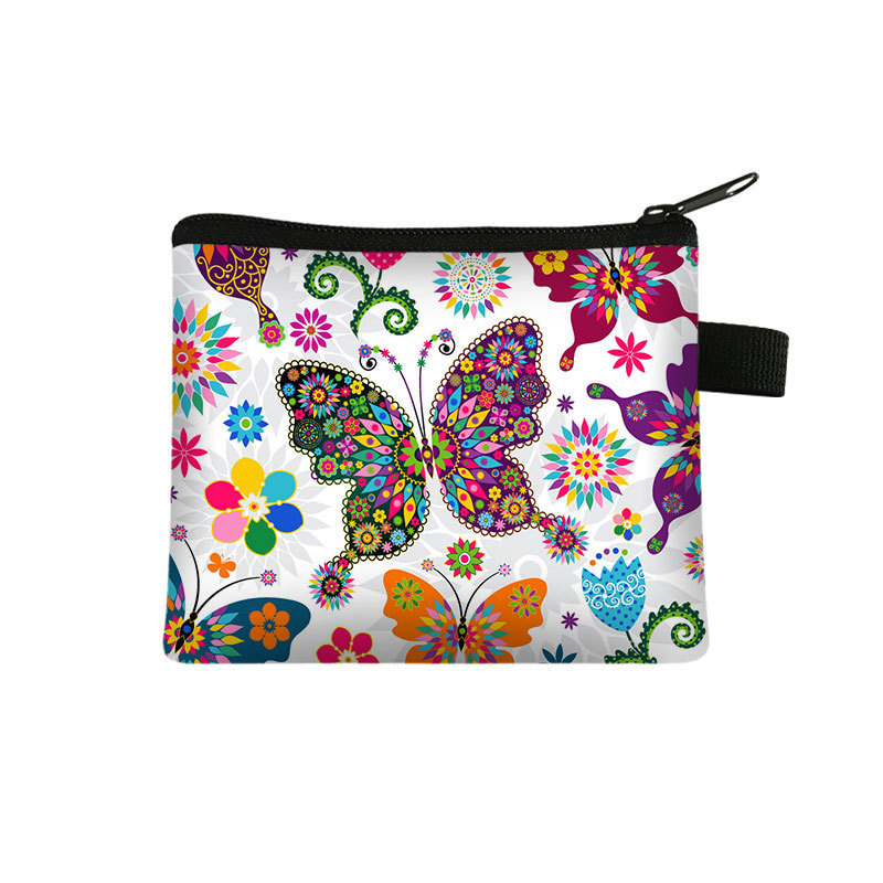 Amazon's New Cool Butterfly Print Coin Purse Student Portable Card Holder Coin Key Storage Bag Polyester