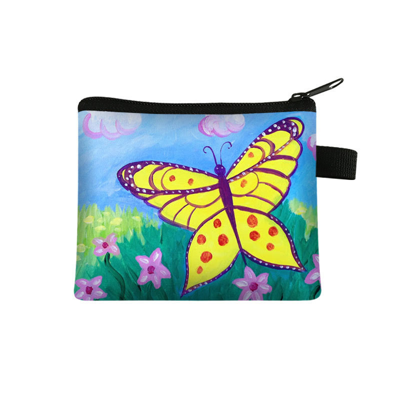 Amazon's New Cool Butterfly Print Coin Purse Student Portable Card Holder Coin Key Storage Bag Polyester