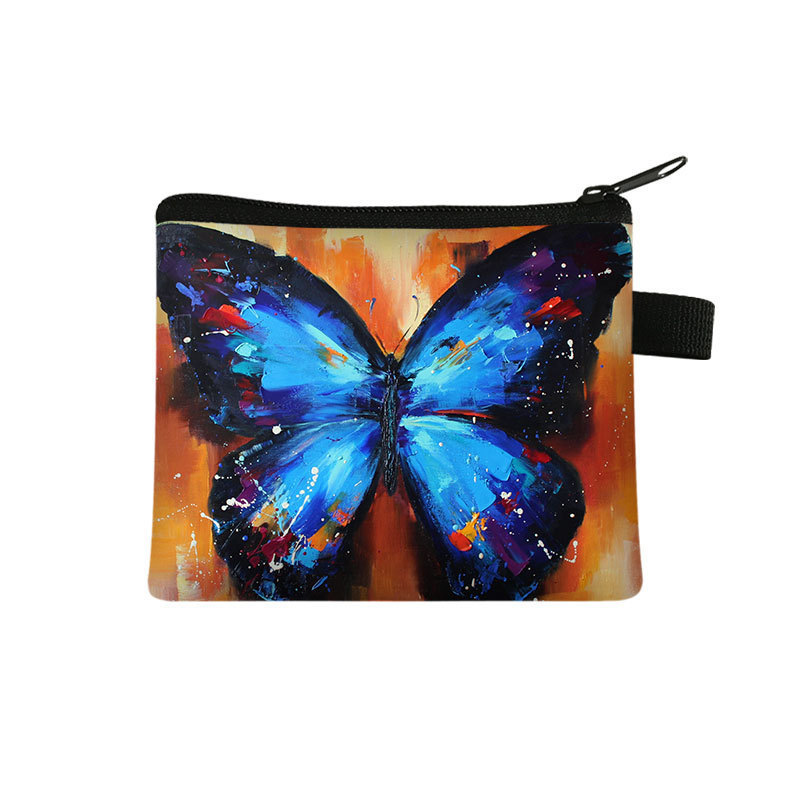 Amazon's New Cool Butterfly Print Coin Purse Student Portable Card Holder Coin Key Storage Bag Polyester