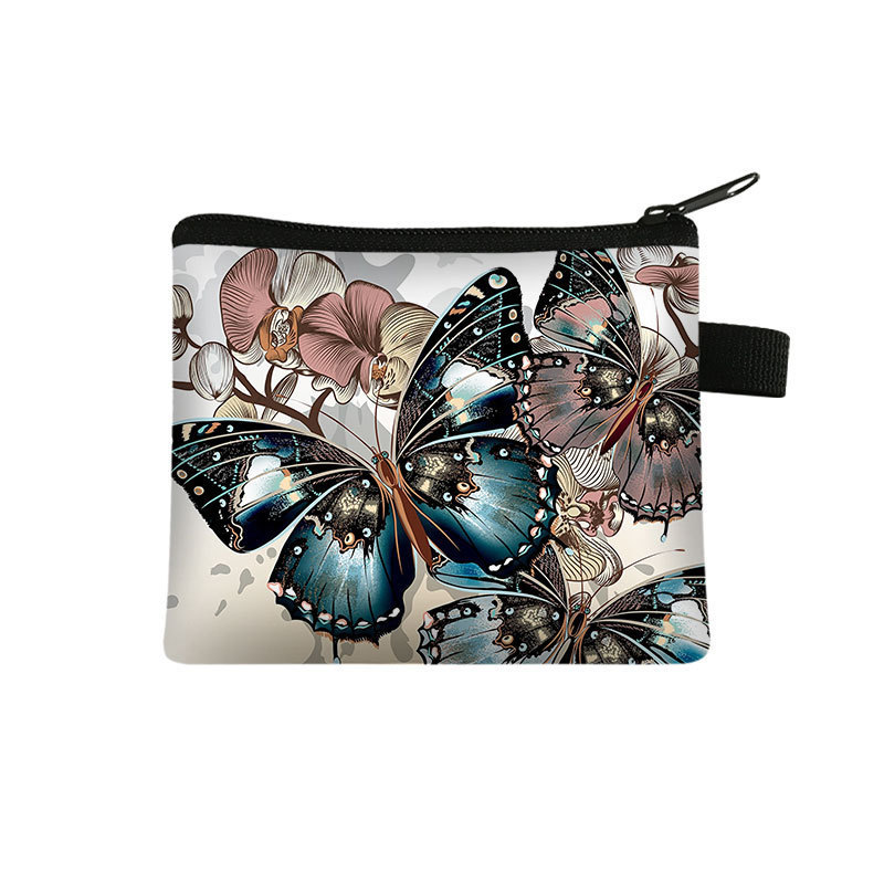 Amazon's New Cool Butterfly Print Coin Purse Student Portable Card Holder Coin Key Storage Bag Polyester