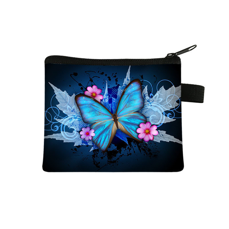 Amazon's New Cool Butterfly Print Coin Purse Student Portable Card Holder Coin Key Storage Bag Polyester