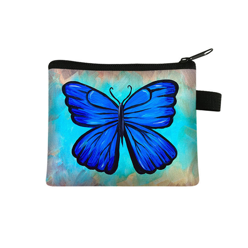 Amazon's New Cool Butterfly Print Coin Purse Student Portable Card Holder Coin Key Storage Bag Polyester