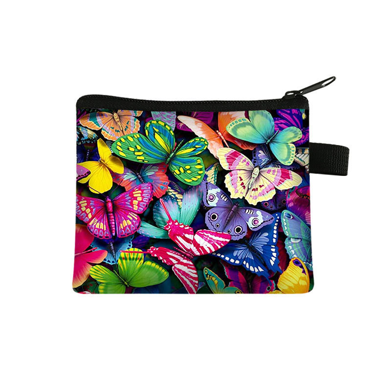 Amazon's New Cool Butterfly Print Coin Purse Student Portable Card Holder Coin Key Storage Bag Polyester