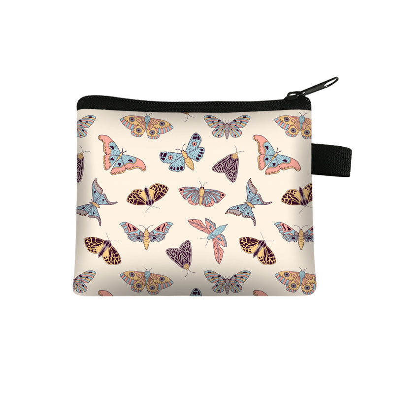 Amazon's New Cool Butterfly Print Coin Purse Student Portable Card Holder Coin Key Storage Bag Polyester