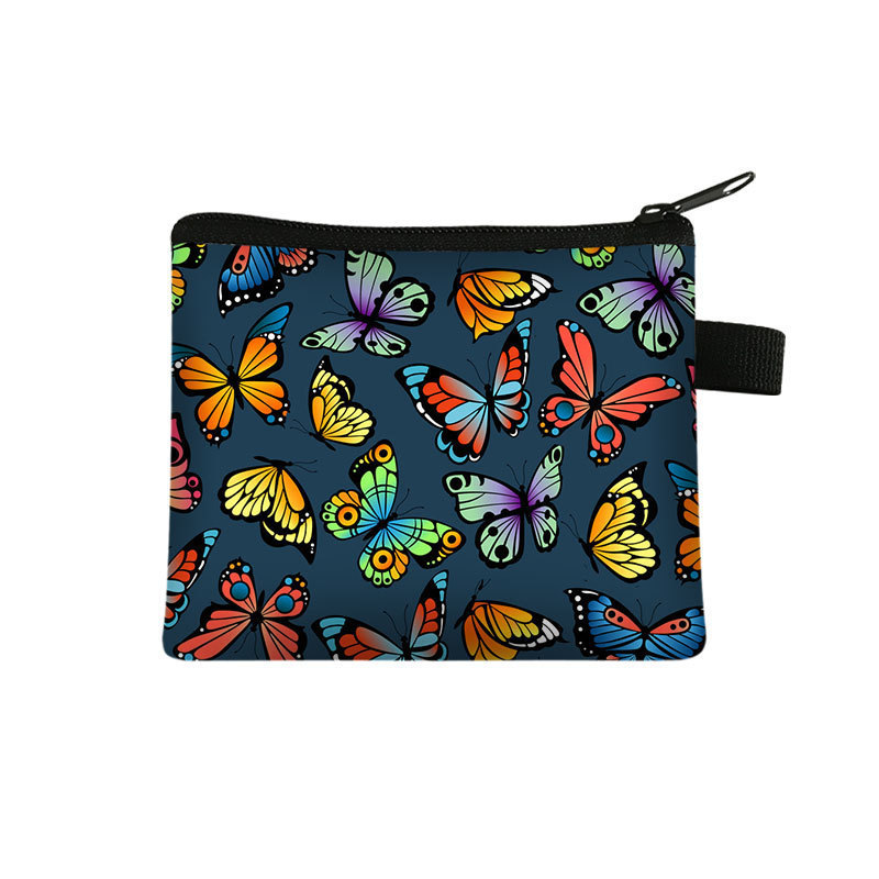 Amazon's New Cool Butterfly Print Coin Purse Student Portable Card Holder Coin Key Storage Bag Polyester