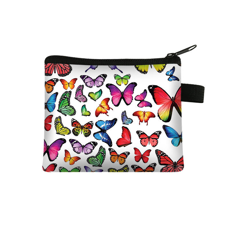 Amazon's New Cool Butterfly Print Coin Purse Student Portable Card Holder Coin Key Storage Bag Polyester