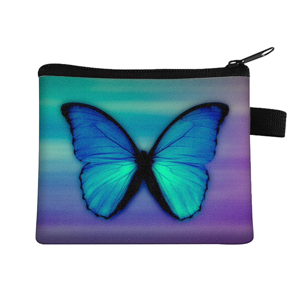 Amazon's New Cool Butterfly Print Coin Purse Student Portable Card Holder Coin Key Storage Bag Polyester