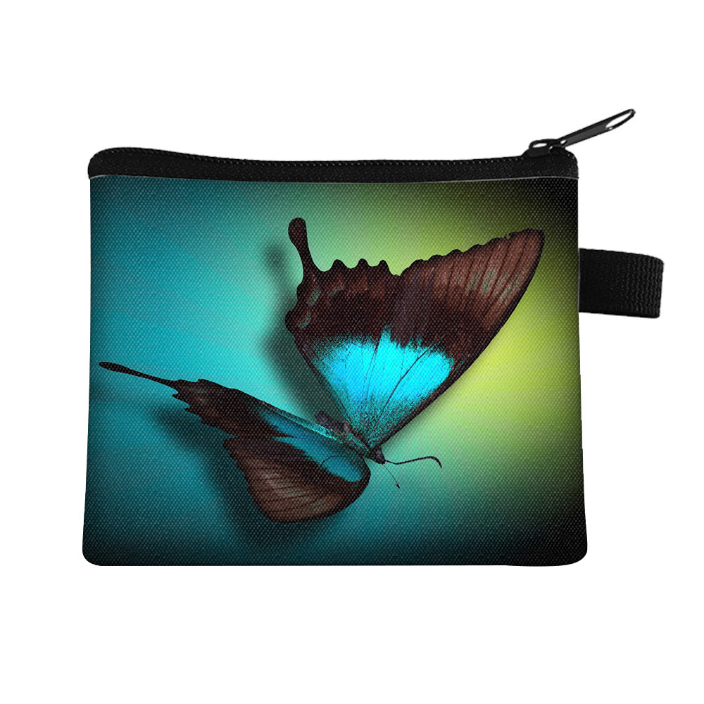 Amazon's New Cool Butterfly Print Coin Purse Student Portable Card Holder Coin Key Storage Bag Polyester