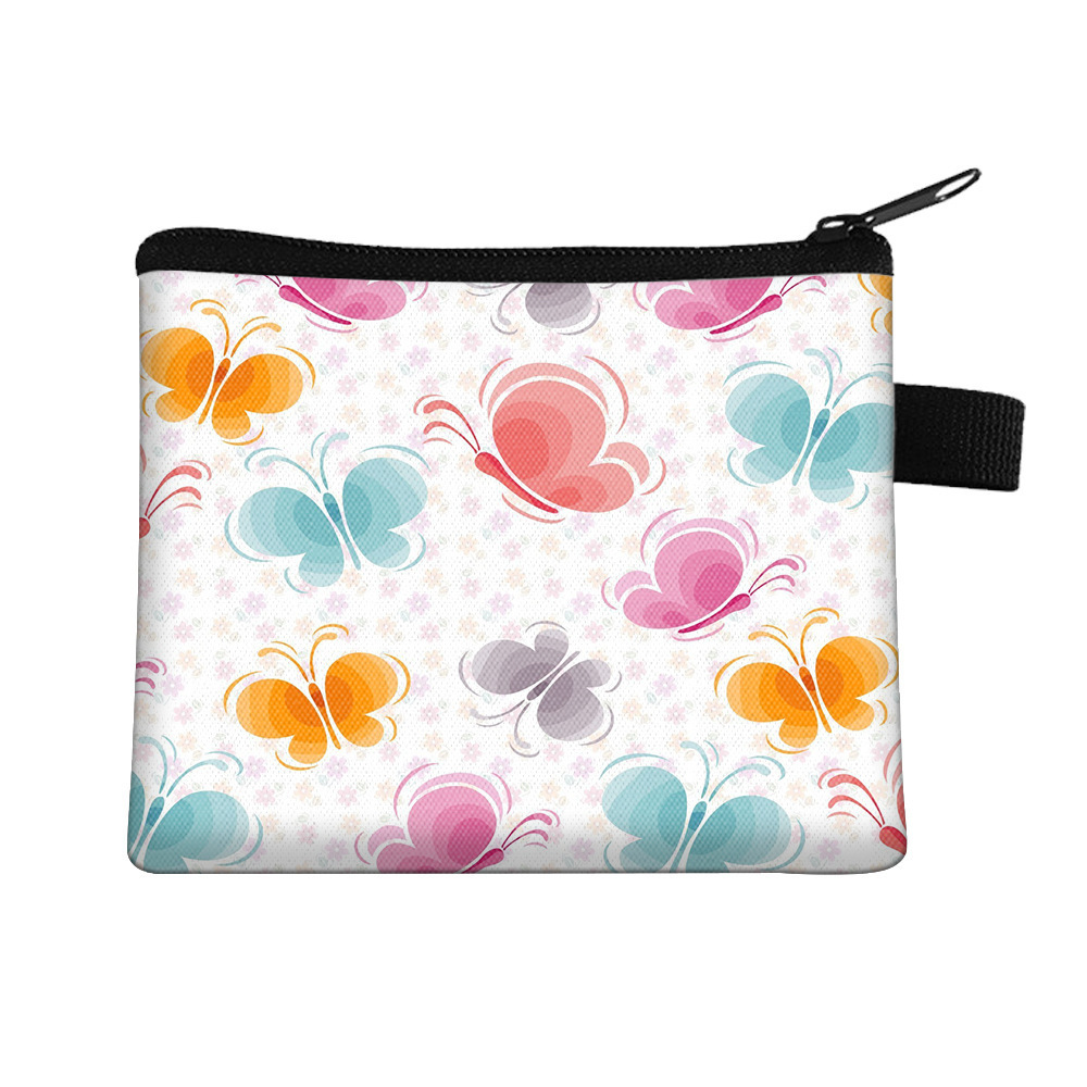 Amazon's New Cool Butterfly Print Coin Purse Student Portable Card Holder Coin Key Storage Bag Polyester