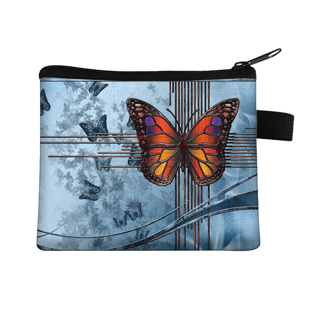 Amazon's New Cool Butterfly Print Coin Purse Student Portable Card Holder Coin Key Storage Bag Polyester