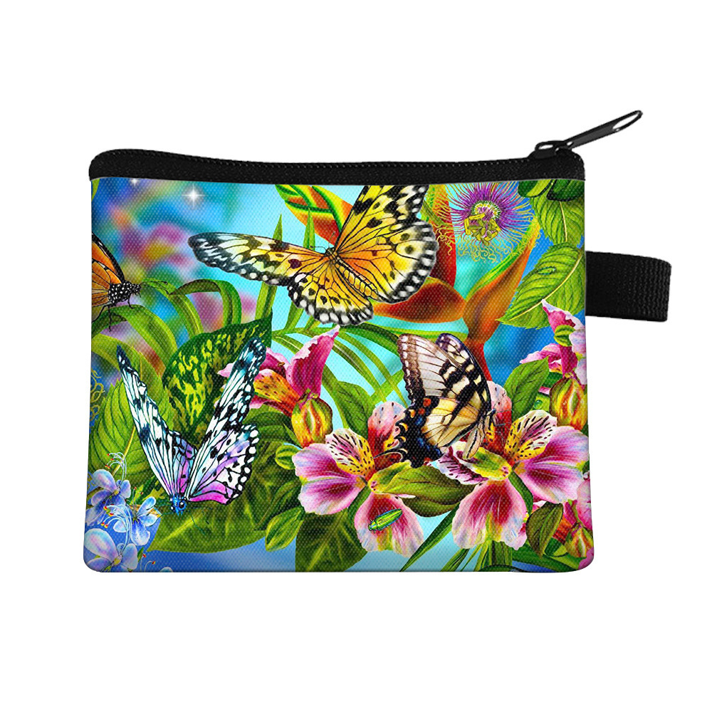 Amazon's New Cool Butterfly Print Coin Purse Student Portable Card Holder Coin Key Storage Bag Polyester