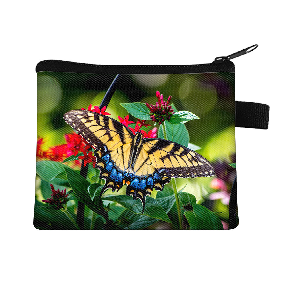 Amazon's New Cool Butterfly Print Coin Purse Student Portable Card Holder Coin Key Storage Bag Polyester