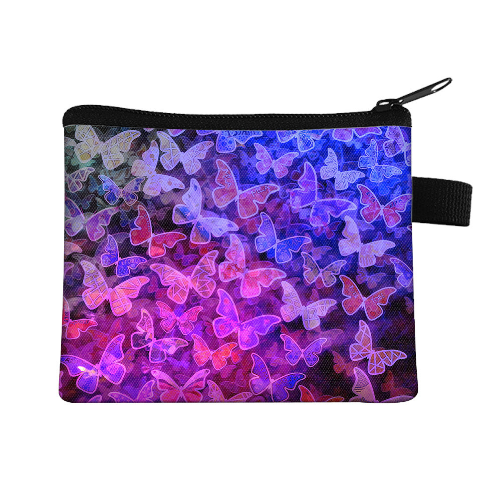 Amazon's New Cool Butterfly Print Coin Purse Student Portable Card Holder Coin Key Storage Bag Polyester