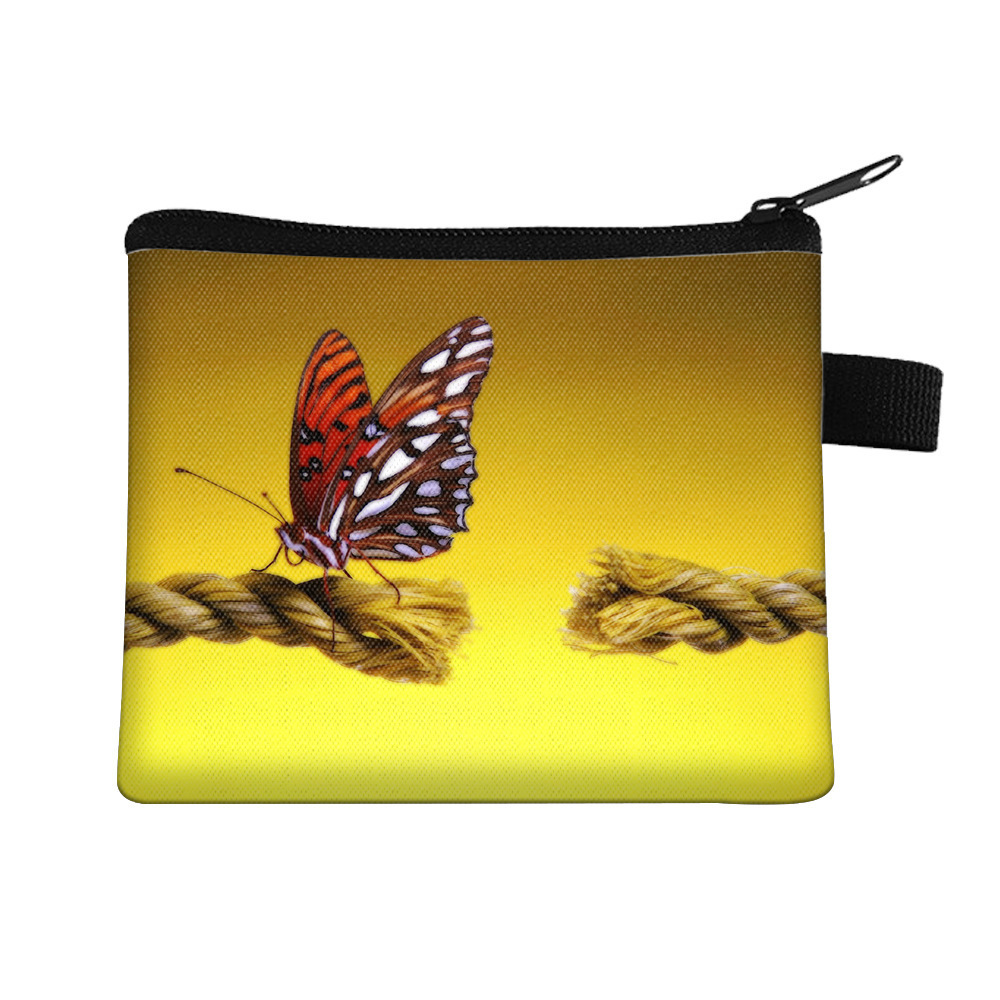 Amazon's New Cool Butterfly Print Coin Purse Student Portable Card Holder Coin Key Storage Bag Polyester