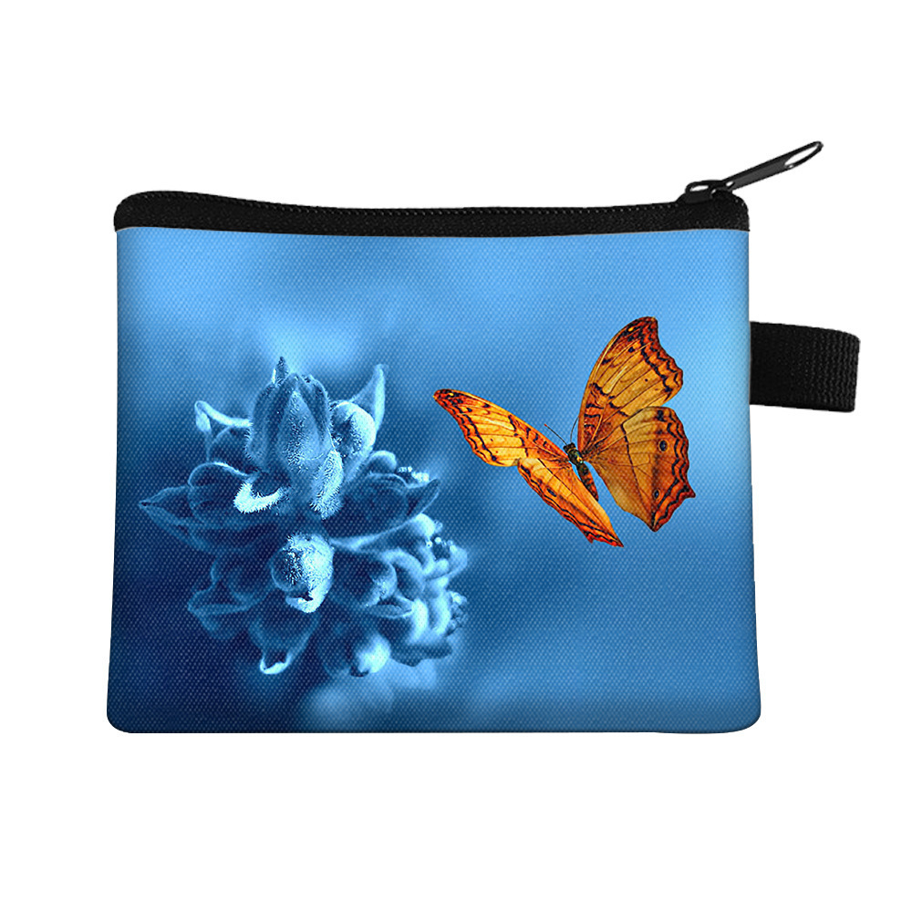 Amazon's New Cool Butterfly Print Coin Purse Student Portable Card Holder Coin Key Storage Bag Polyester