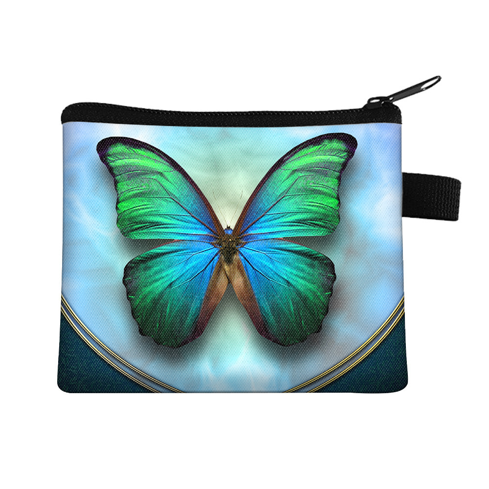 Amazon's New Cool Butterfly Print Coin Purse Student Portable Card Holder Coin Key Storage Bag Polyester
