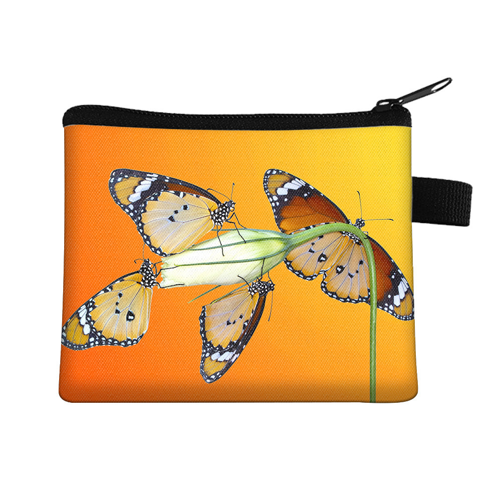 Amazon's New Cool Butterfly Print Coin Purse Student Portable Card Holder Coin Key Storage Bag Polyester