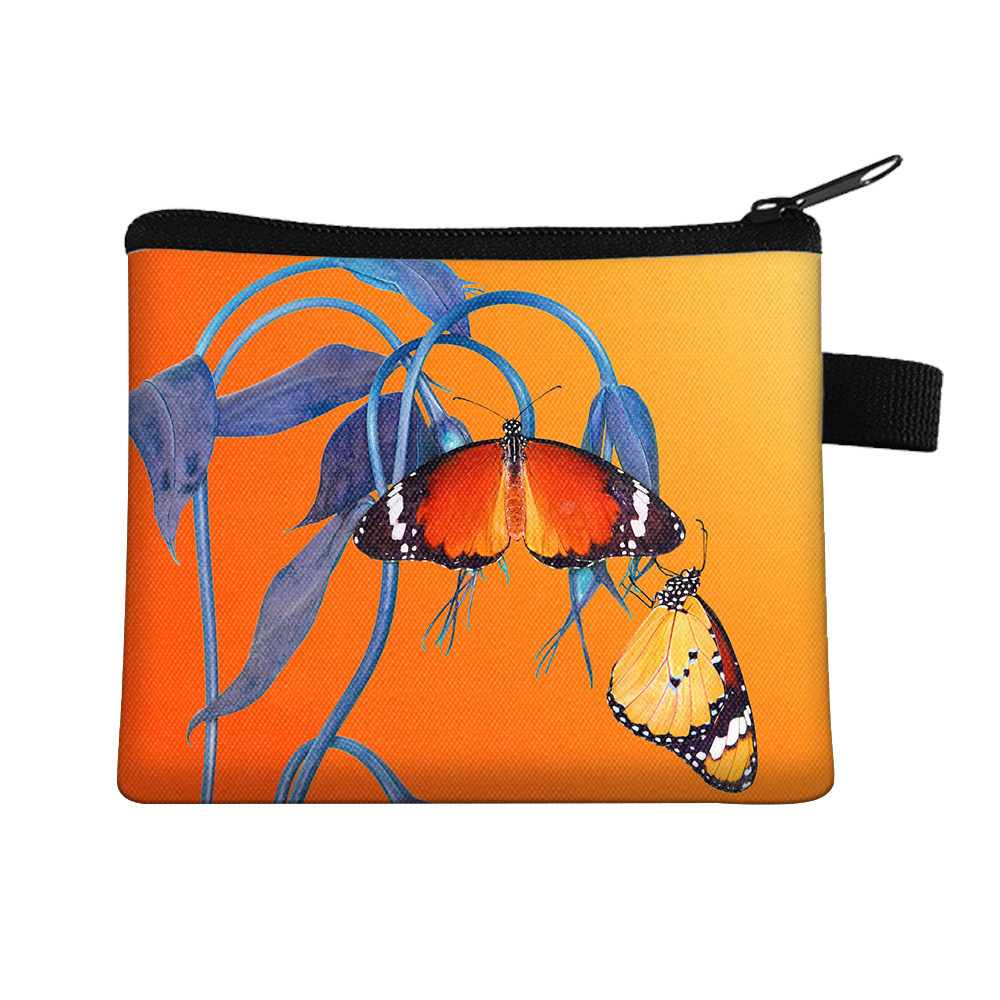 Amazon's New Cool Butterfly Print Coin Purse Student Portable Card Holder Coin Key Storage Bag Polyester