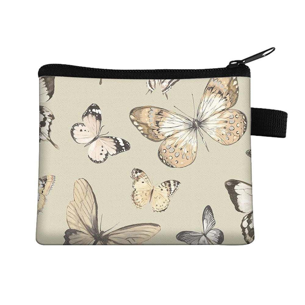 Amazon's New Cool Butterfly Print Coin Purse Student Portable Card Holder Coin Key Storage Bag Polyester