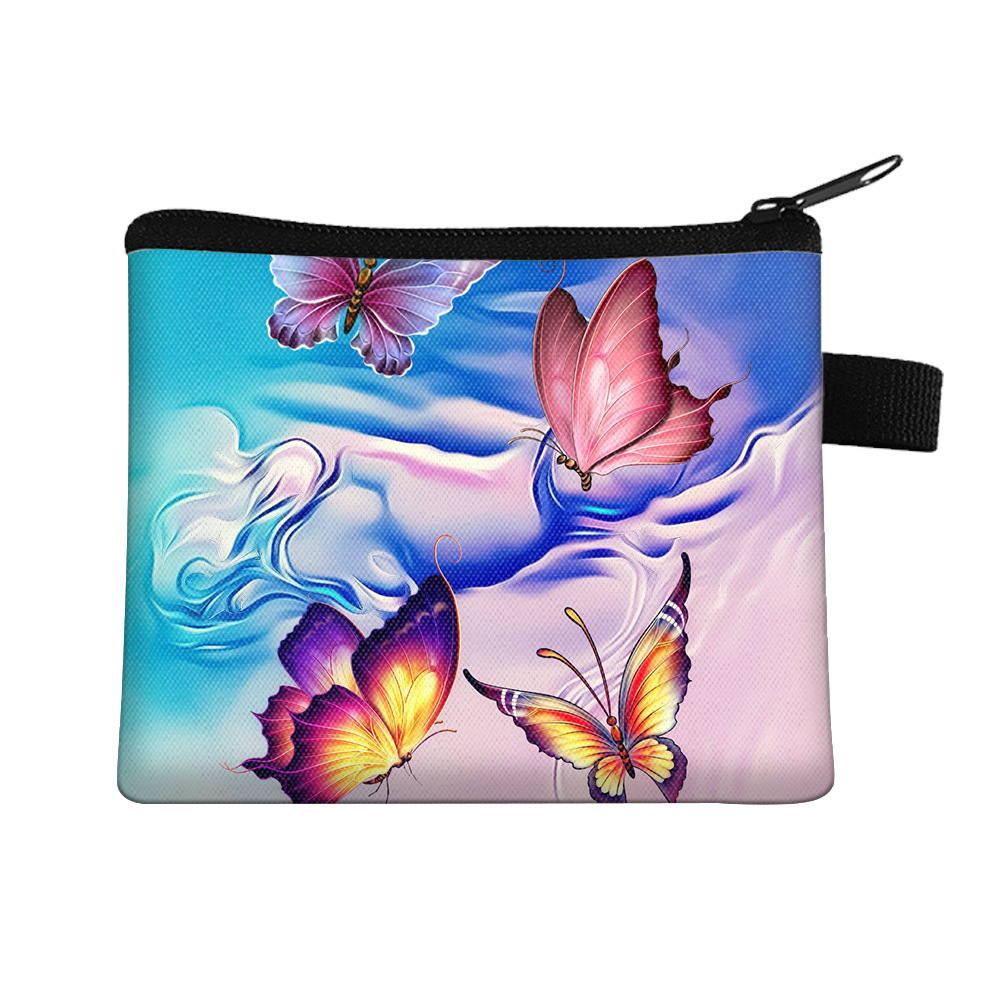 Amazon's New Cool Butterfly Print Coin Purse Student Portable Card Holder Coin Key Storage Bag Polyester