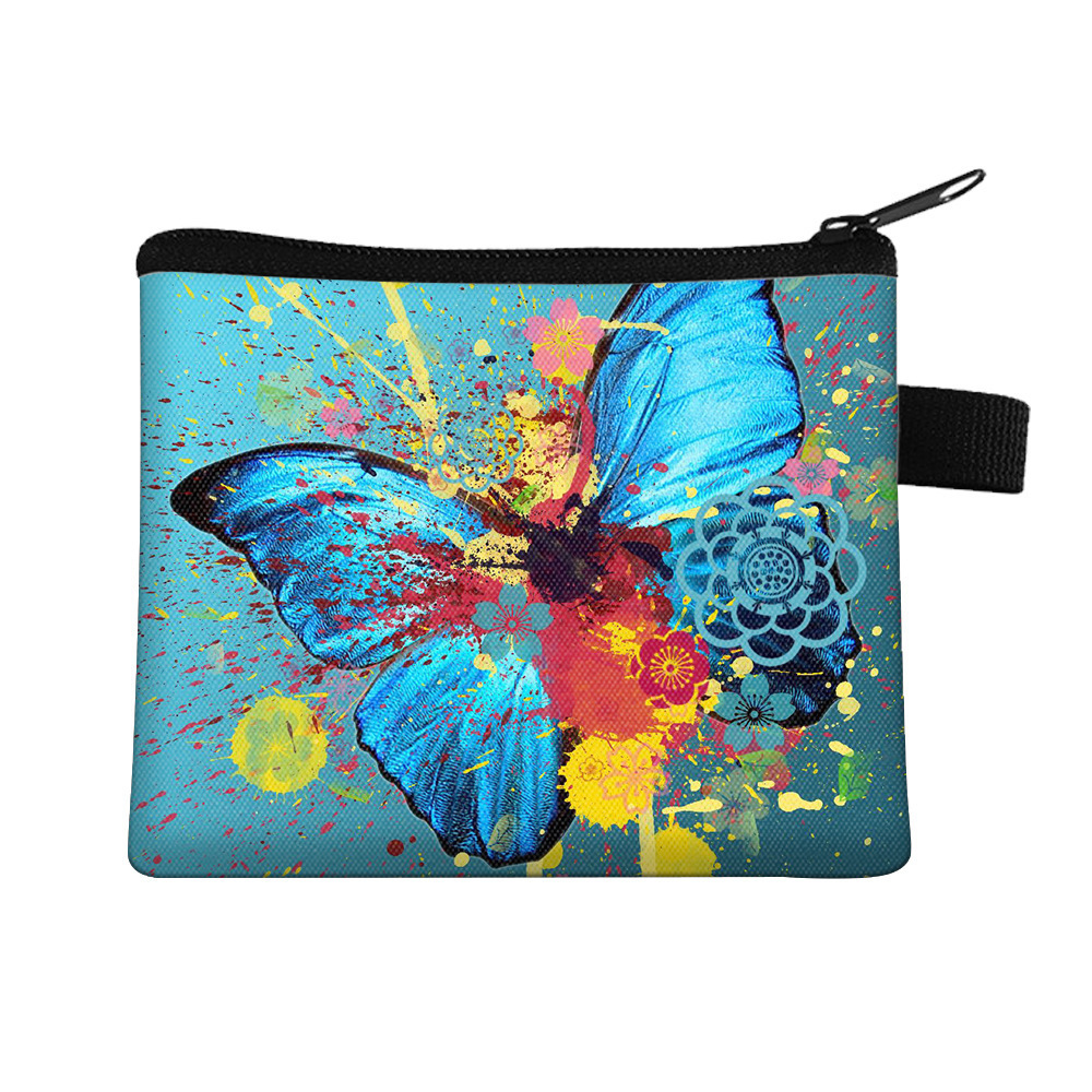 Amazon's New Cool Butterfly Print Coin Purse Student Portable Card Holder Coin Key Storage Bag Polyester
