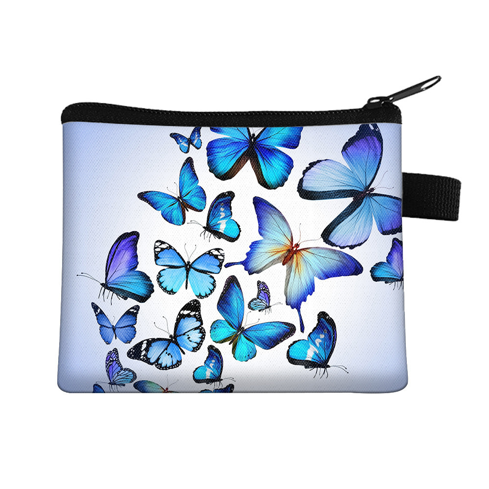 Amazon's New Cool Butterfly Print Coin Purse Student Portable Card Holder Coin Key Storage Bag Polyester