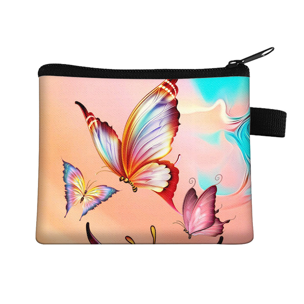 Amazon's New Cool Butterfly Print Coin Purse Student Portable Card Holder Coin Key Storage Bag Polyester