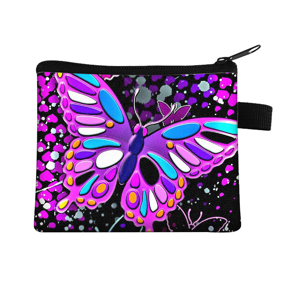 Amazon's New Cool Butterfly Print Coin Purse Student Portable Card Holder Coin Key Storage Bag Polyester