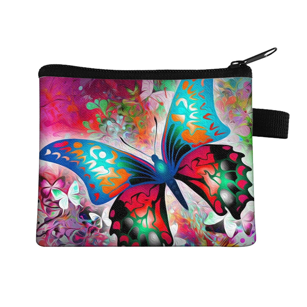 Amazon's New Cool Butterfly Print Coin Purse Student Portable Card Holder Coin Key Storage Bag Polyester