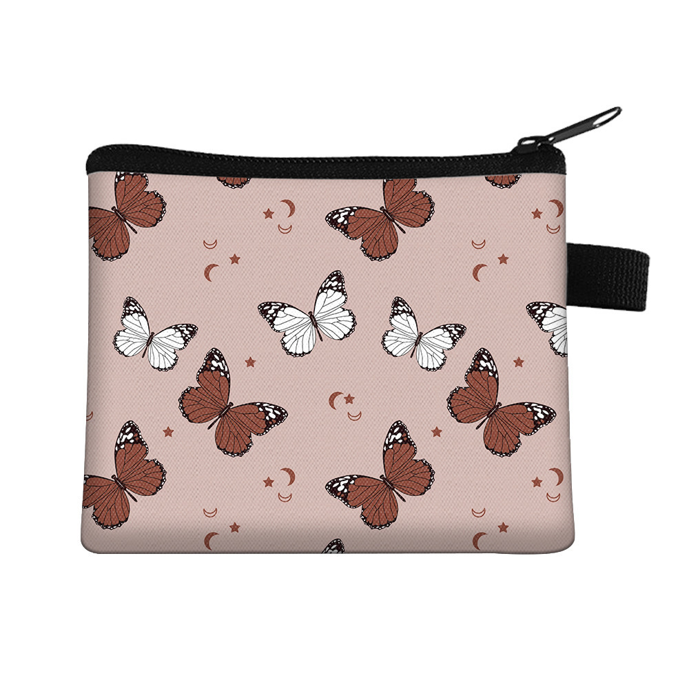 Amazon's New Cool Butterfly Print Coin Purse Student Portable Card Holder Coin Key Storage Bag Polyester
