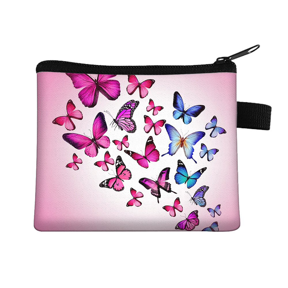 Amazon's New Cool Butterfly Print Coin Purse Student Portable Card Holder Coin Key Storage Bag Polyester