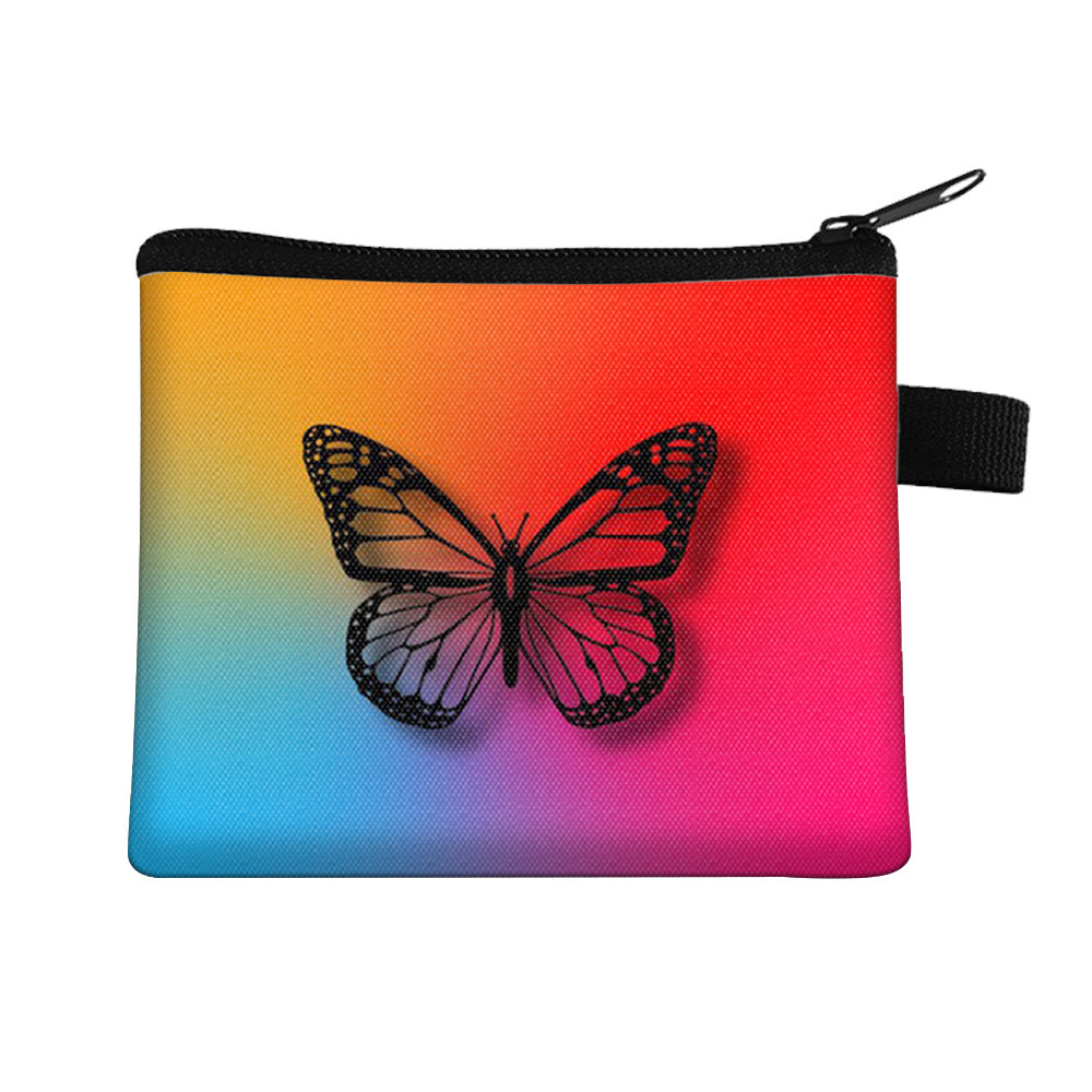 Amazon's New Cool Butterfly Print Coin Purse Student Portable Card Holder Coin Key Storage Bag Polyester