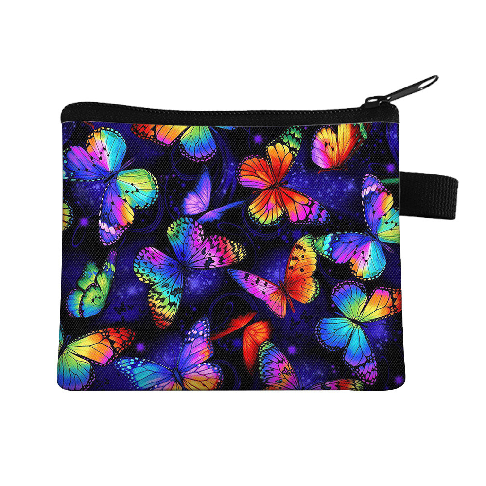Amazon's New Cool Butterfly Print Coin Purse Student Portable Card Holder Coin Key Storage Bag Polyester