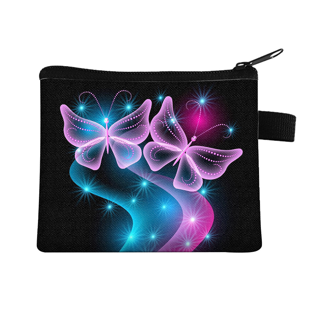 Amazon's New Cool Butterfly Print Coin Purse Student Portable Card Holder Coin Key Storage Bag Polyester