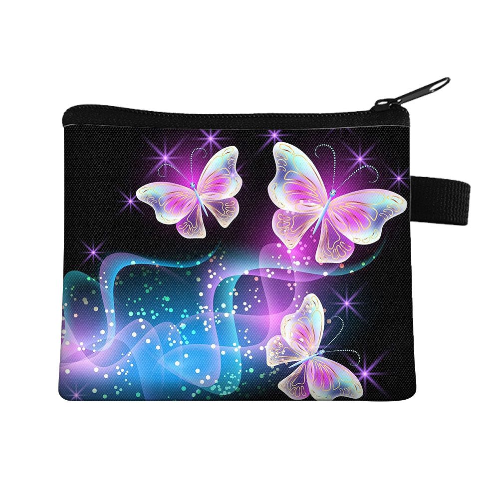 Amazon's New Cool Butterfly Print Coin Purse Student Portable Card Holder Coin Key Storage Bag Polyester