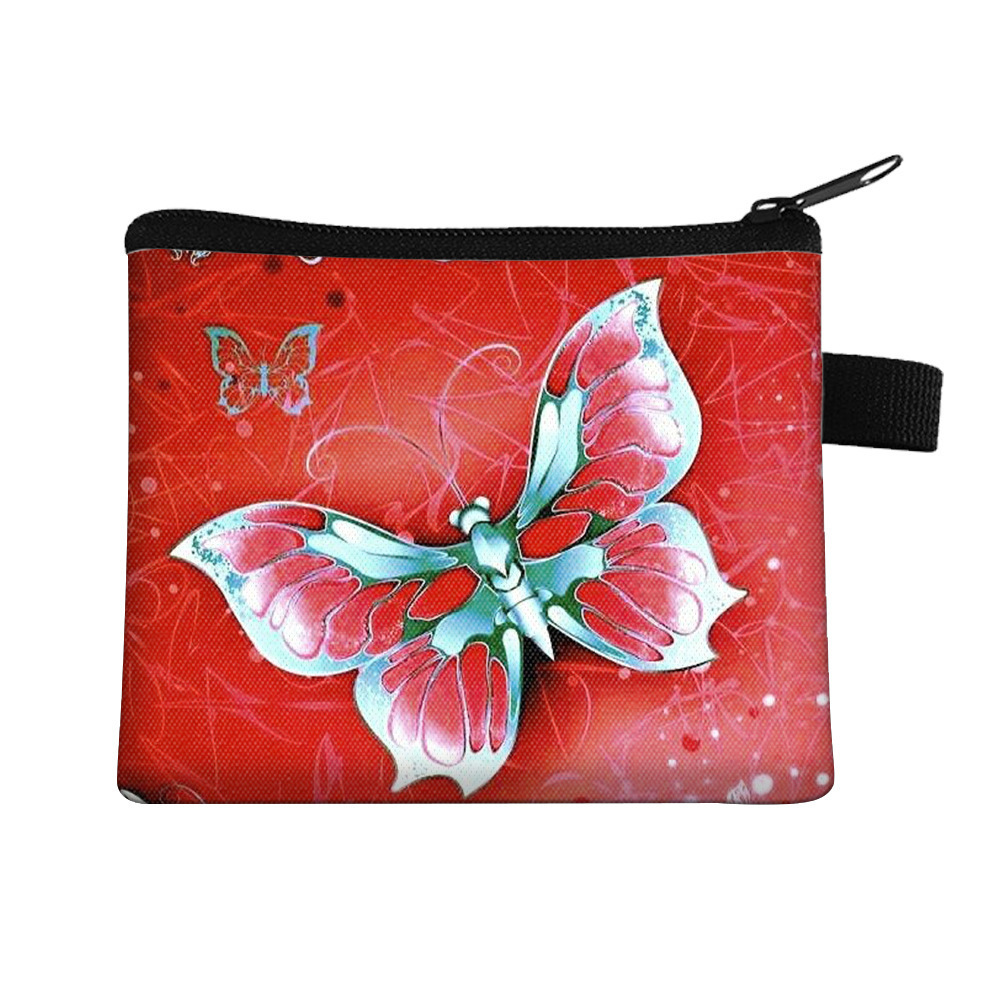 Amazon's New Cool Butterfly Print Coin Purse Student Portable Card Holder Coin Key Storage Bag Polyester