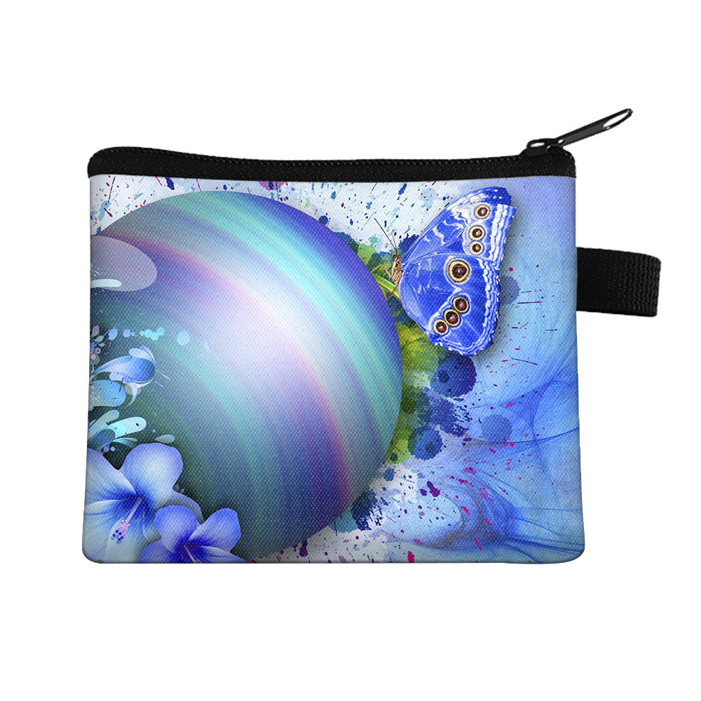 Amazon's New Cool Butterfly Print Coin Purse Student Portable Card Holder Coin Key Storage Bag Polyester