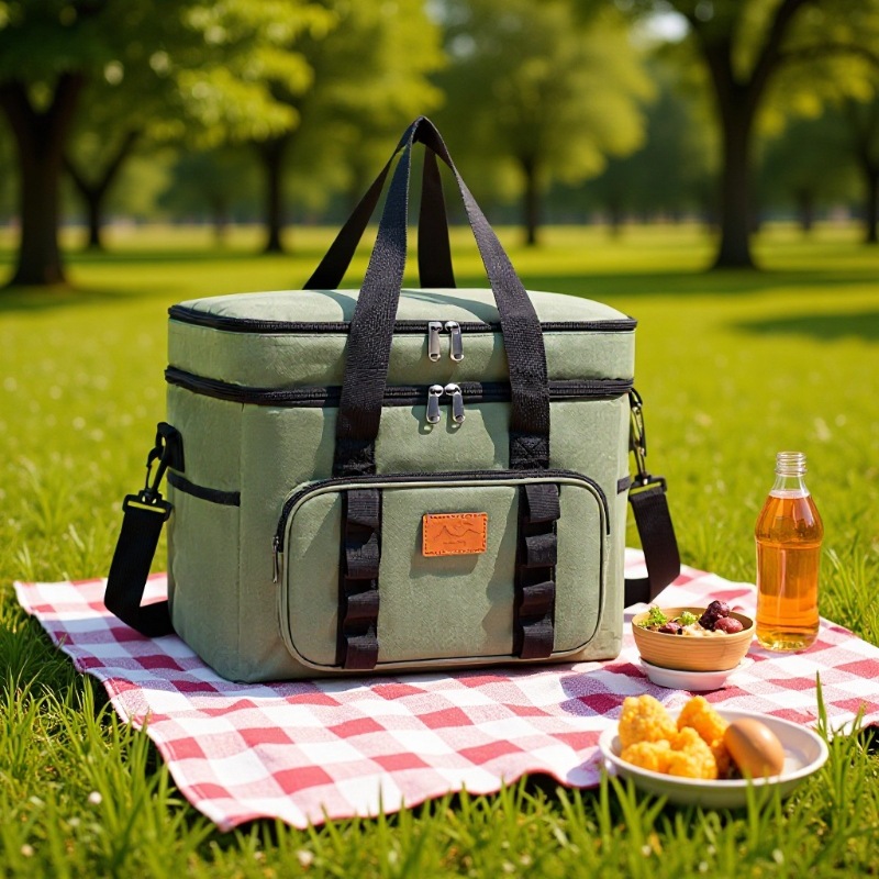 Cross-Border Amazon Large-Capacity Outdoor Camping Ice Bag Picnic Thickened Aluminum Foil Thermal Insulation Bag Fruit Preservation