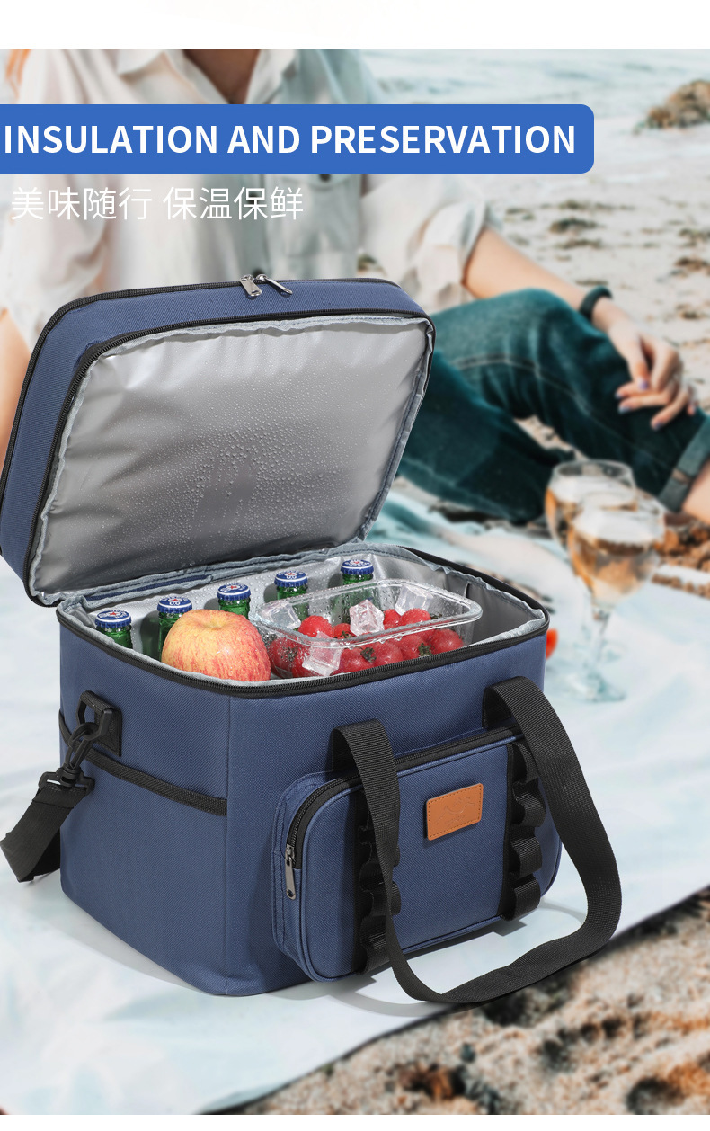 Cross-Border Amazon Large-Capacity Outdoor Camping Ice Bag Picnic Thickened Aluminum Foil Thermal Insulation Bag Fruit Preservation