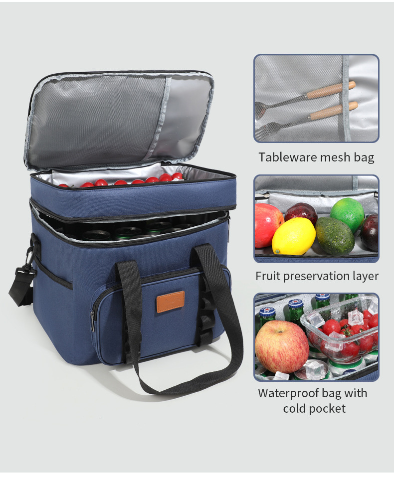 Cross-Border Amazon Large-Capacity Outdoor Camping Ice Bag Picnic Thickened Aluminum Foil Thermal Insulation Bag Fruit Preservation