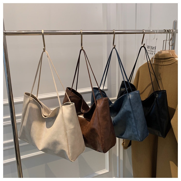 New Trendy Ins Women's Shoulder Fashion Textured Handbag Large Capacity Versatile Tote Bag Small Manufacturer