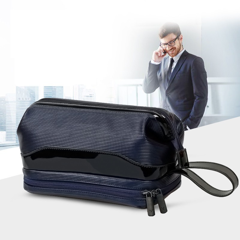Factory Direct Sales New Pu Cosmetic Handbag Men's 2024 New Fashion Men's Cosmetic Bag Manufacturer