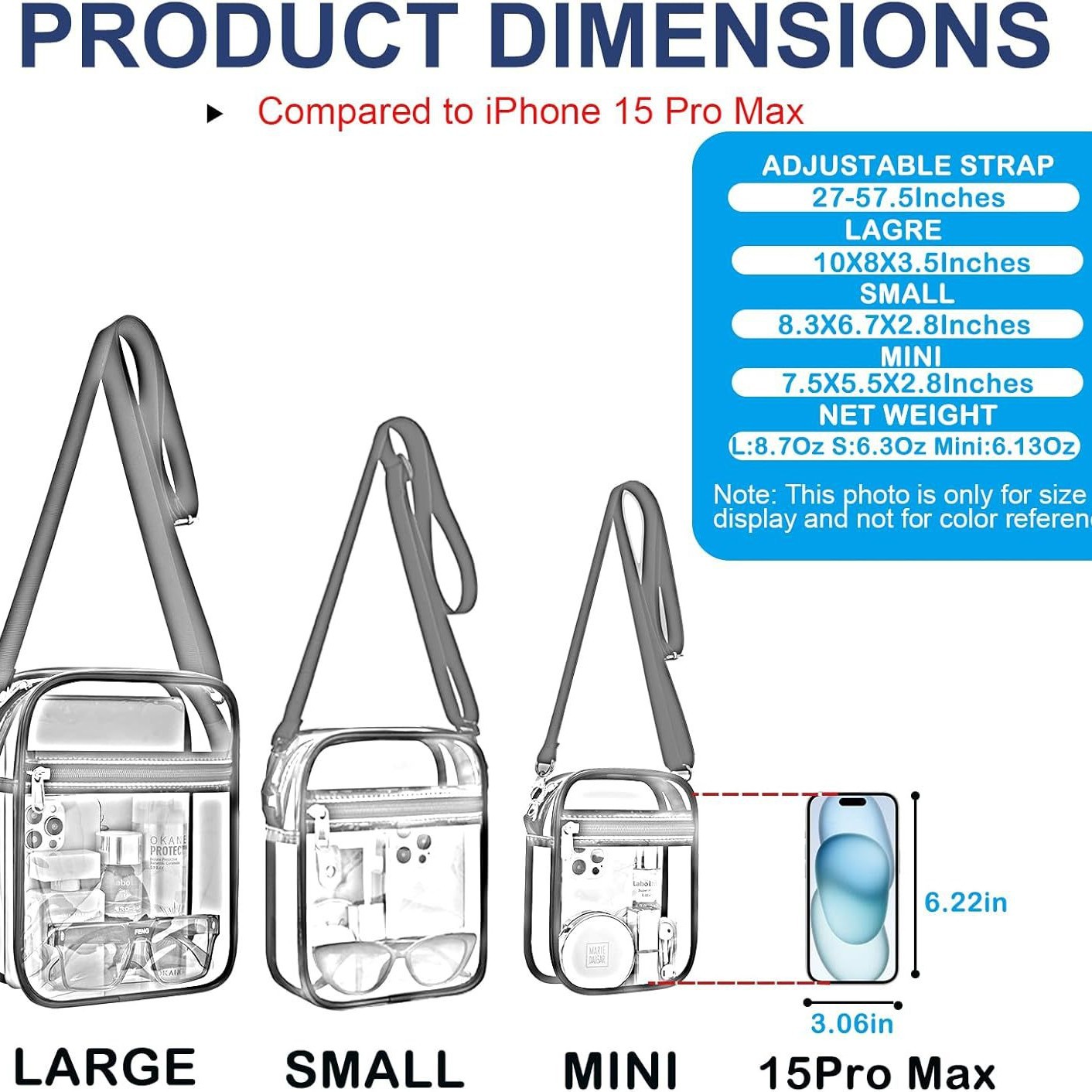 Uspeclare Transparent Wallet Stadium Approved Crossbody Bag Unisex Crossbody Bag