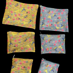 Customized Ladybug Duck Green Leaf Flower Diamond-Shaped Mesh Bag Key Bag Makeup Bag Storage Japanese and Korean Style